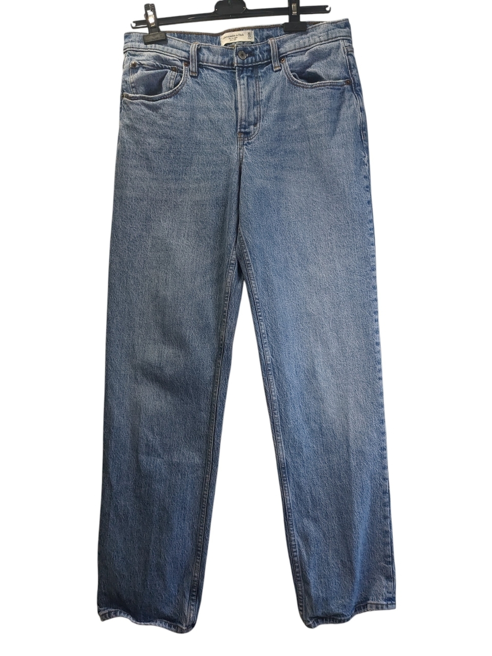 Abercrombie & Fitch Womens Mid Rise Straight Leg Jeans - Light Blue Size 10 Long